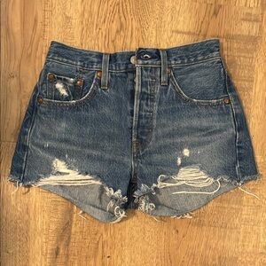 Levi's Blue Distressed Jean Shorts